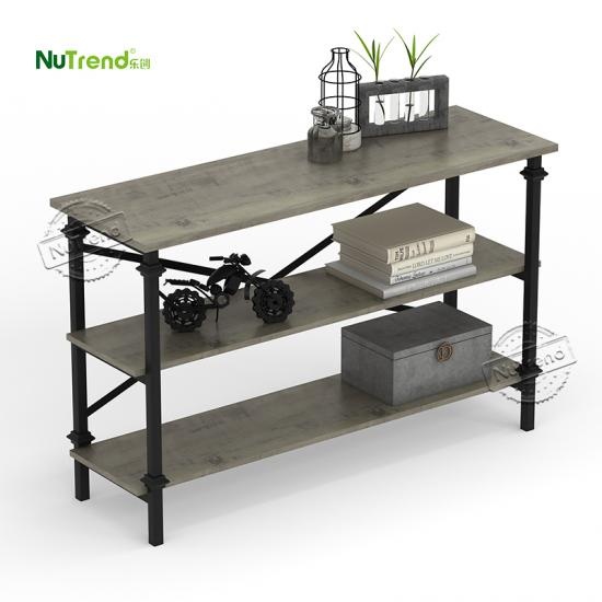 contemporary wood and iron 3 tier console table factory Supplier
